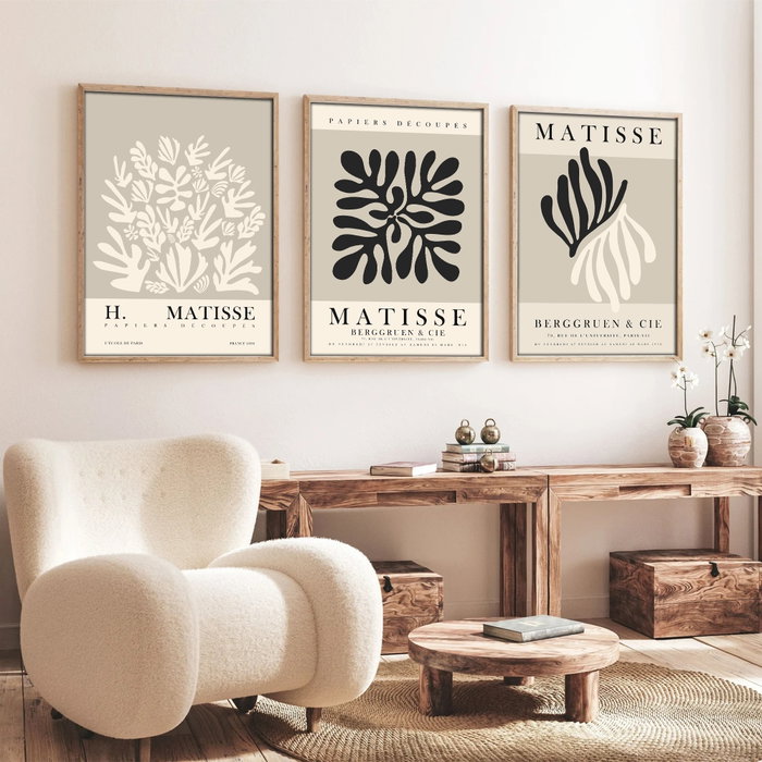 Wallity Huhu257 Cuadro Decorativo Enmarcado MDF y Madera Maciza 50 x 35 cm (3 Piezas)